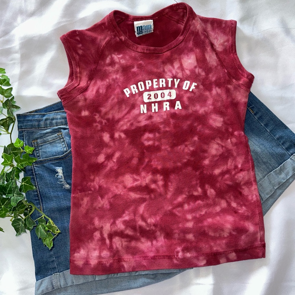 Women's Red Tie-Dye Muscle Tee